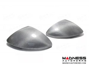 Alfa Romeo Giulia Mirror Covers - Carbon Fiber - Full Replacements - White Candy